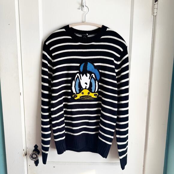 Disney x Forever 21 Men’s Striped Knit Terry Donald Duck Sweater Anniversary S - Picture 2 of 9
